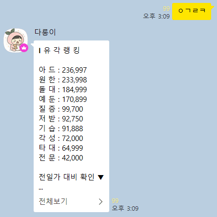 유각랭킹 명령어 예시